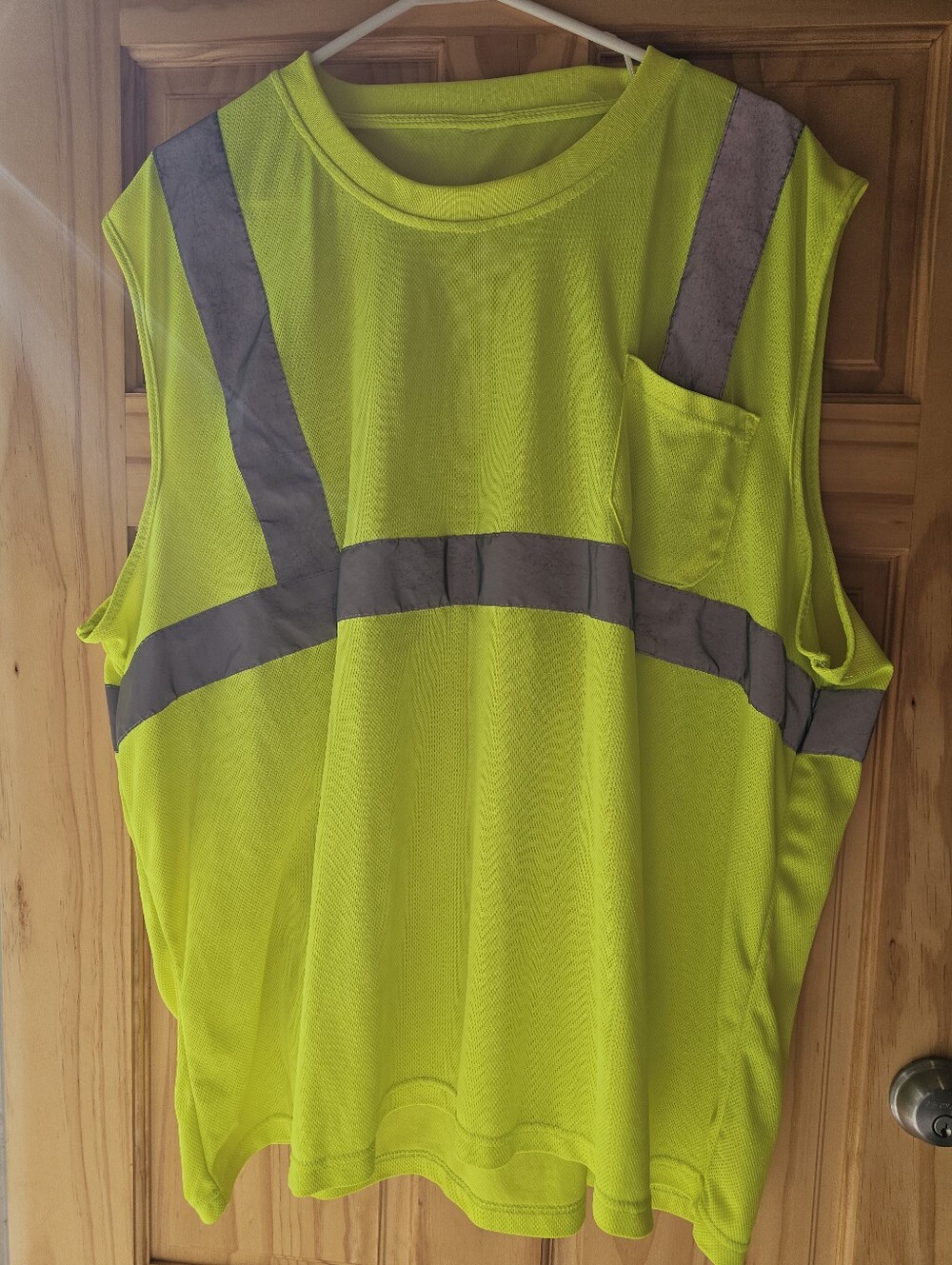 3 Mens 4XL Safety Yellow Muscle Pocket Tanks With Reflective Tape